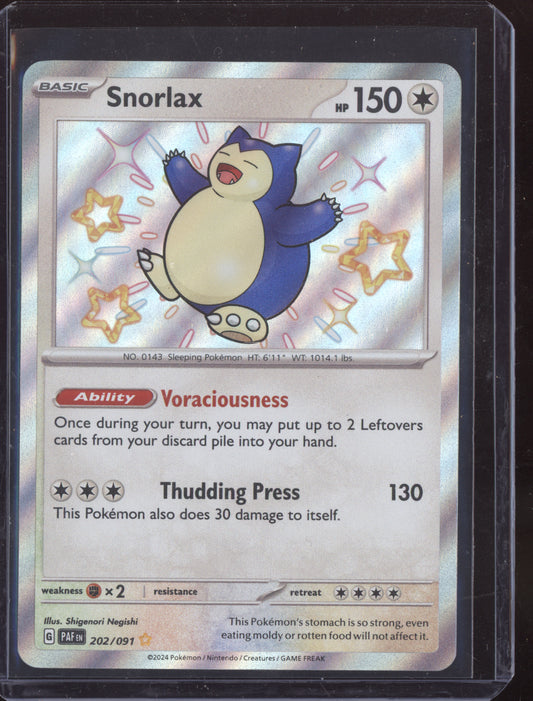 Snorlax Pokemon Paldean Fates PAF 2024 Shiny Rare 202/091