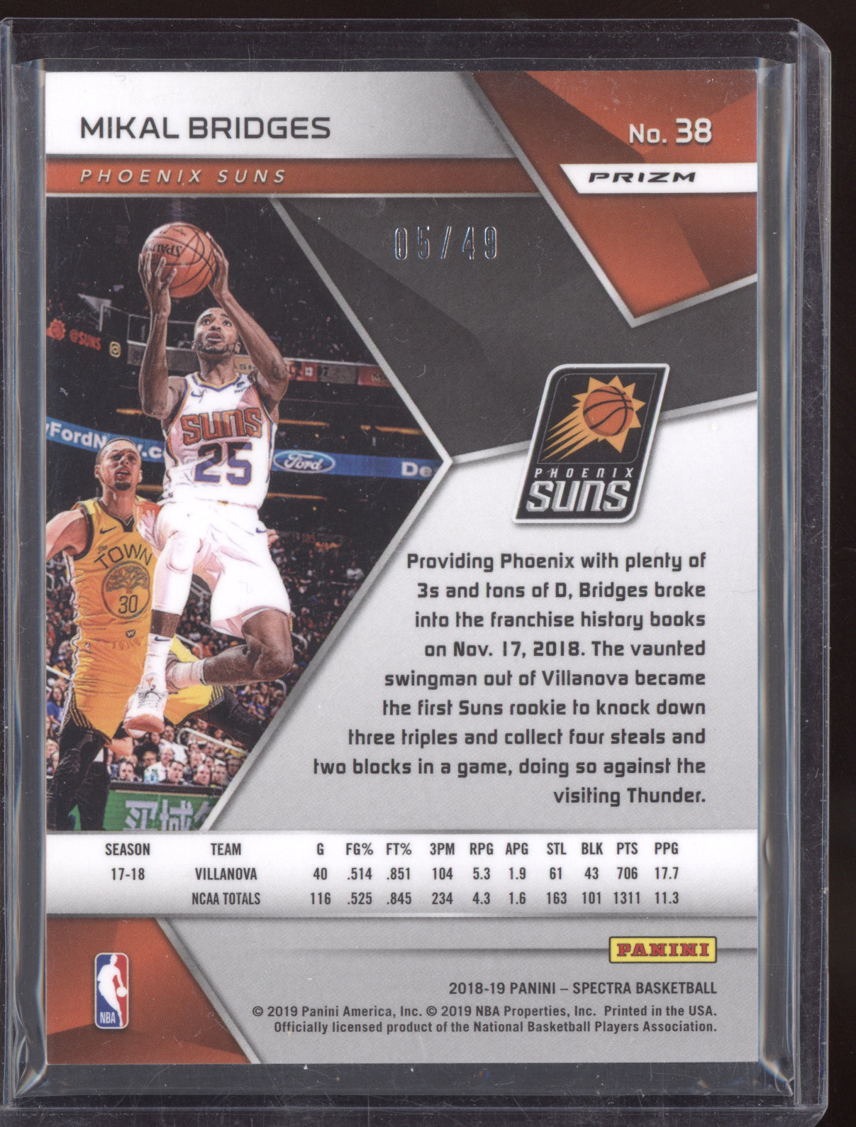 Mikal Bridges 2018 Panini Spectra Green RC 05/49