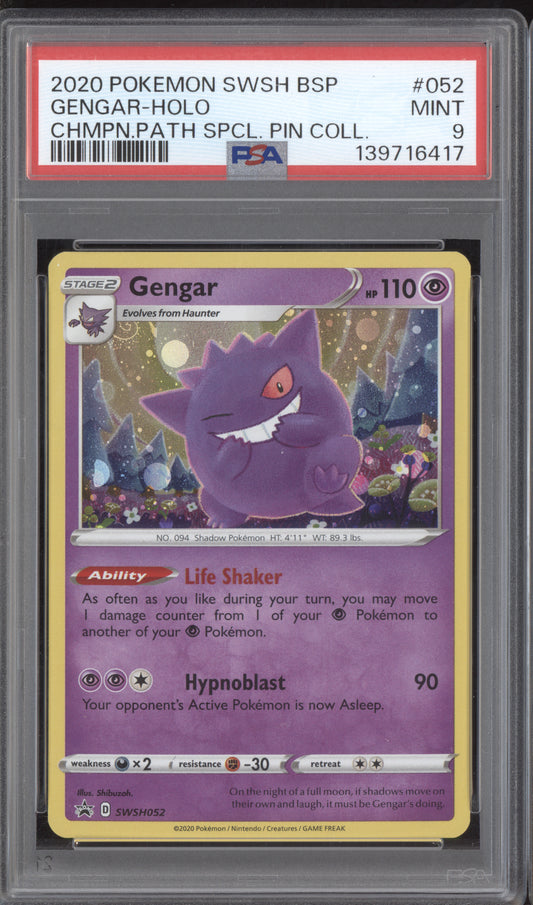 Gengar Holo 2020 Pokemon  Champions Path Collection SWIRL SWSH052 PSA 9