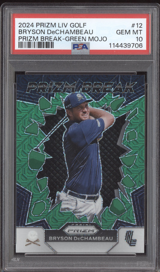 Bryson Dechambeau 2024 Golf LIV Golf Prizm Prizm Break Green Mojo 39/54 PSA 10