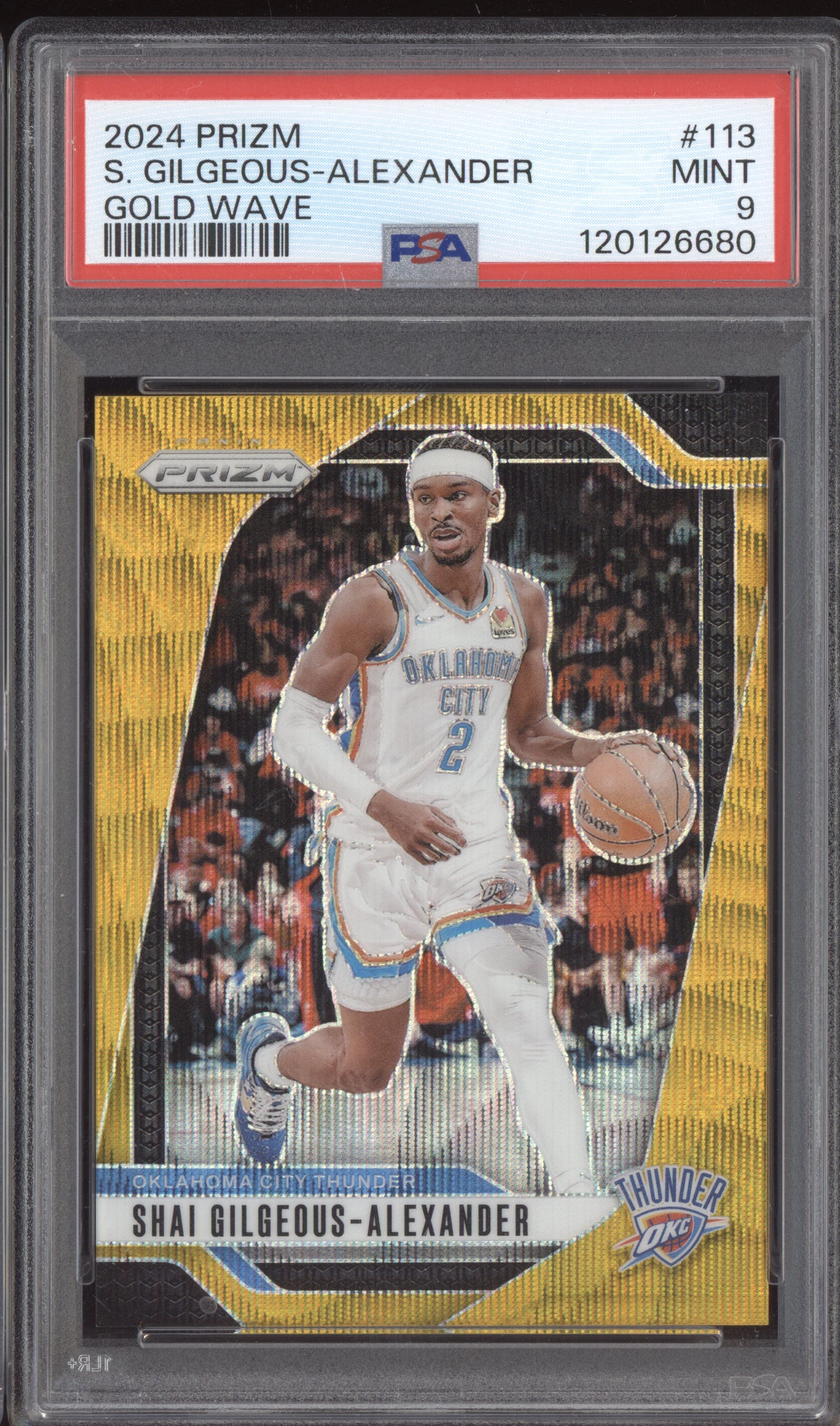 Shai Gilgeous-Alexander 2024-25 Panini Prizm Gold Wave 06/10 PSA 9
