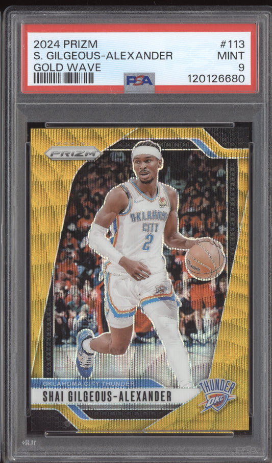 Shai Gilgeous-Alexander 2024-25 Panini Prizm Gold Wave 06/10 PSA 9
