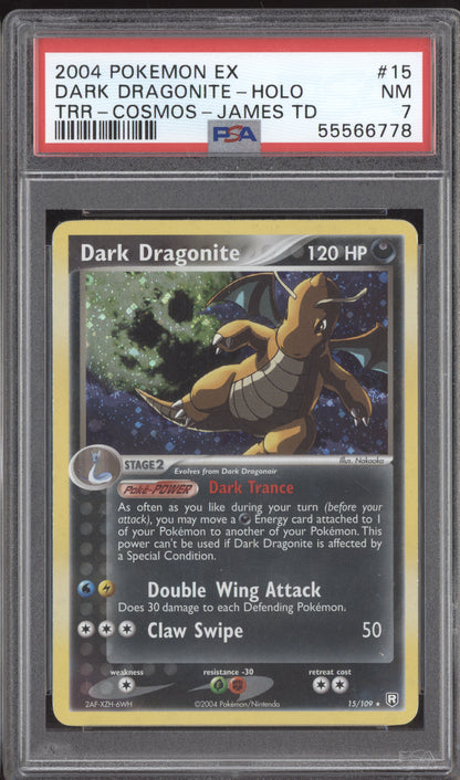 Dark Dragonite Holo 2004 Pokemon EX Team Rocket Returns  Cosmos 15/109 PSA 7