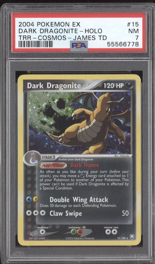 Dark Dragonite Holo 2004 Pokemon EX Team Rocket Returns  Cosmos 15/109 PSA 7