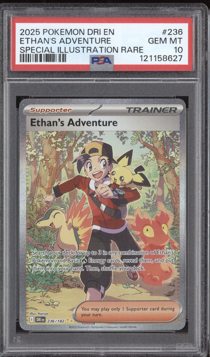 Ethan's Adventure 2025 Pokemon Destined Rivals Special Illustration Rare 236/182 PSA 10
