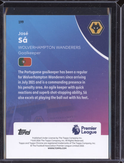 Jose Sa 2025-26 Topps Chrome Premier League Yellow 112/275