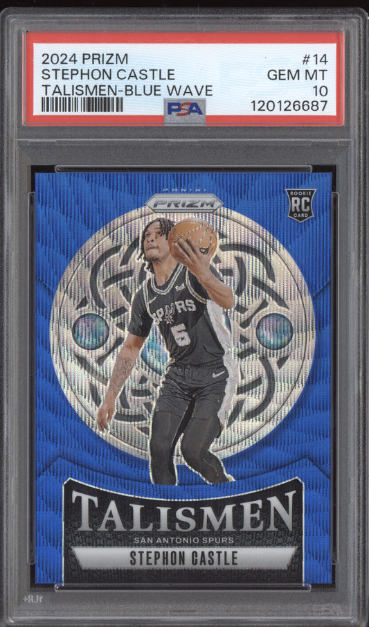 Stephon Castle 2024-25 Panini Prizm Talismen Blue Wave RC 46/175 PSA 10