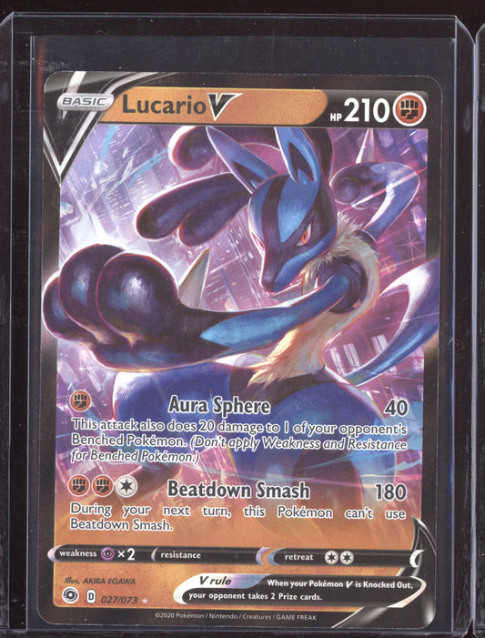 Lucario V 2020 Pokemon Champion's Path Holo Rare V 027/073