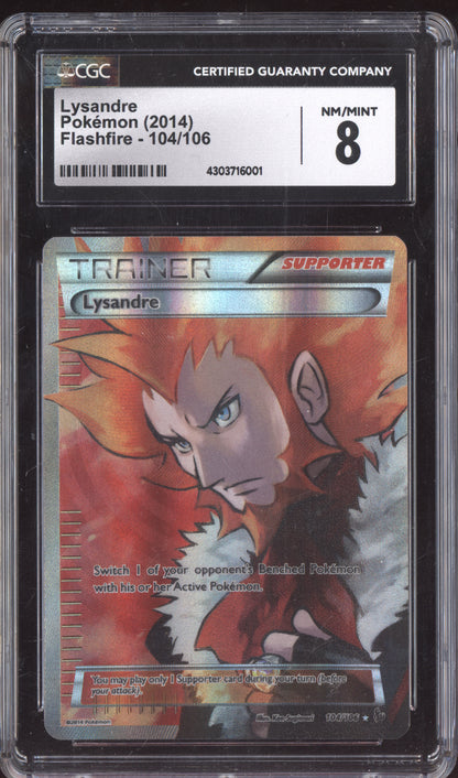 Lysandre 2014 Pokemon Flashfire 104/106 CGC 8