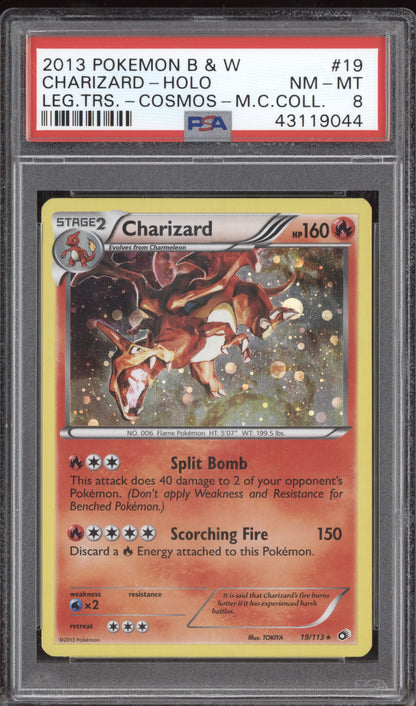 Charizard 2013 Pokemon Black & White Legendary Treasures Holo Cosmos 19/113 PSA 8
