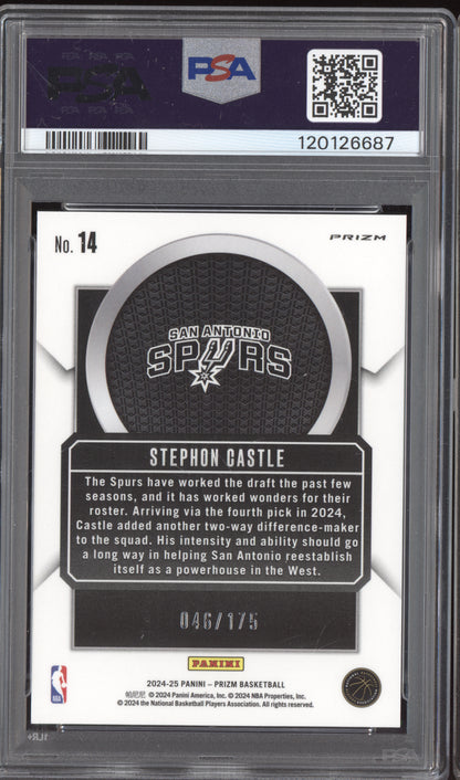 Stephon Castle 2024-25 Panini Prizm Talismen Blue Wave RC 46/175 PSA 10