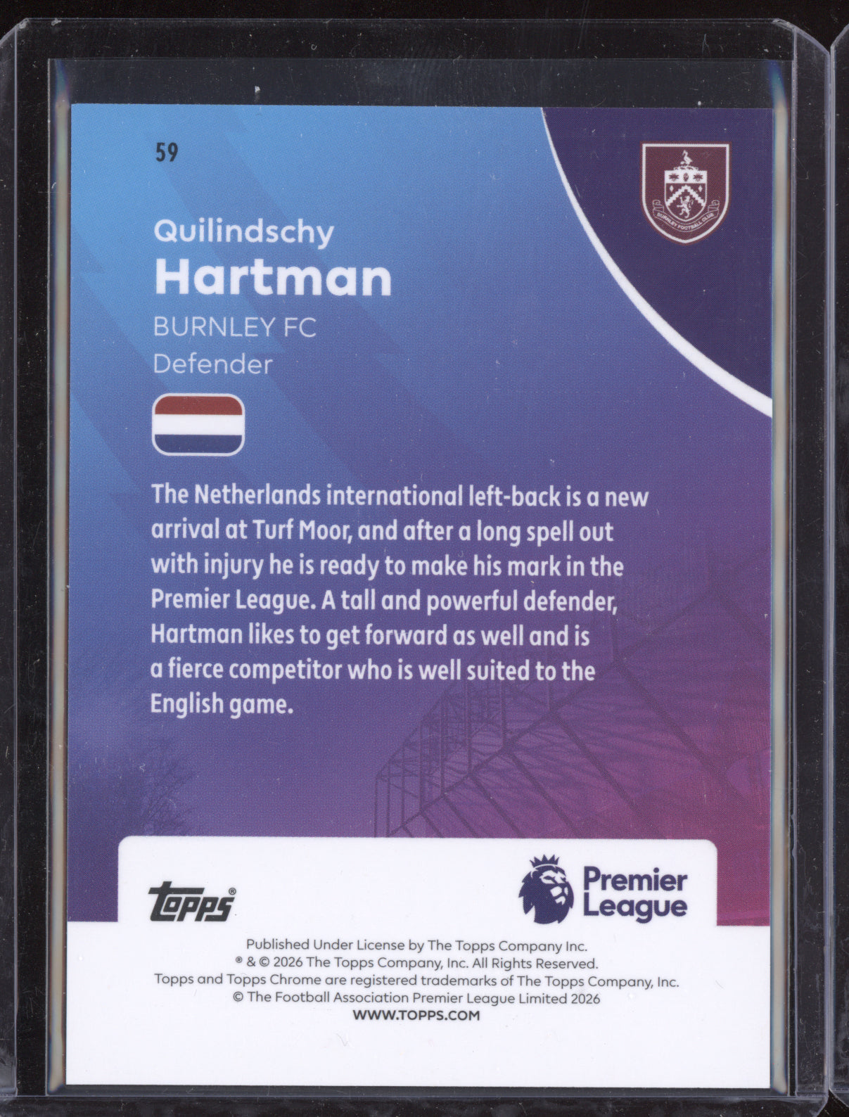 Quilindschy Hartman 2025-26 Topps Chrome Premier League Teal 169/299