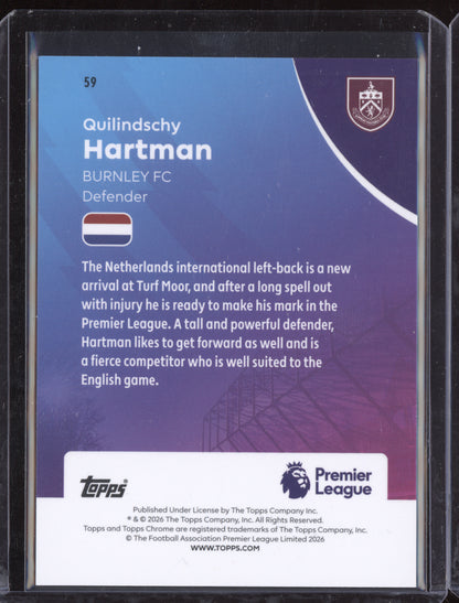 Quilindschy Hartman 2025-26 Topps Chrome Premier League Teal 169/299