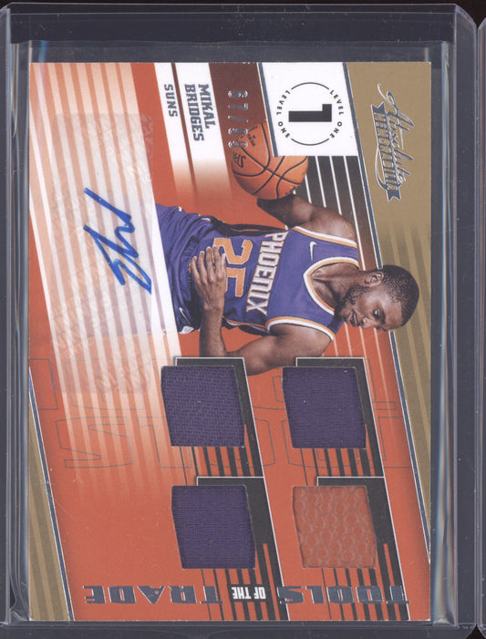 Mikal Bridges 2018 Panini Absolute Level One Patch Auto RC 67/99
