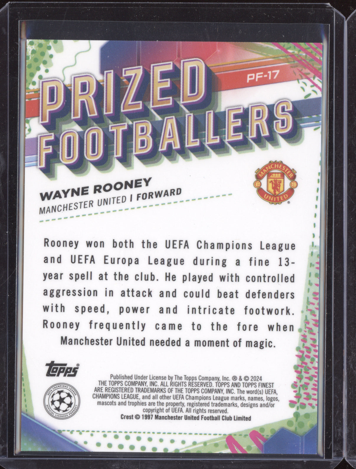 Wayne Rooney 2023-24 Topps Finest UEFA Prized Footballers Gold 34/50