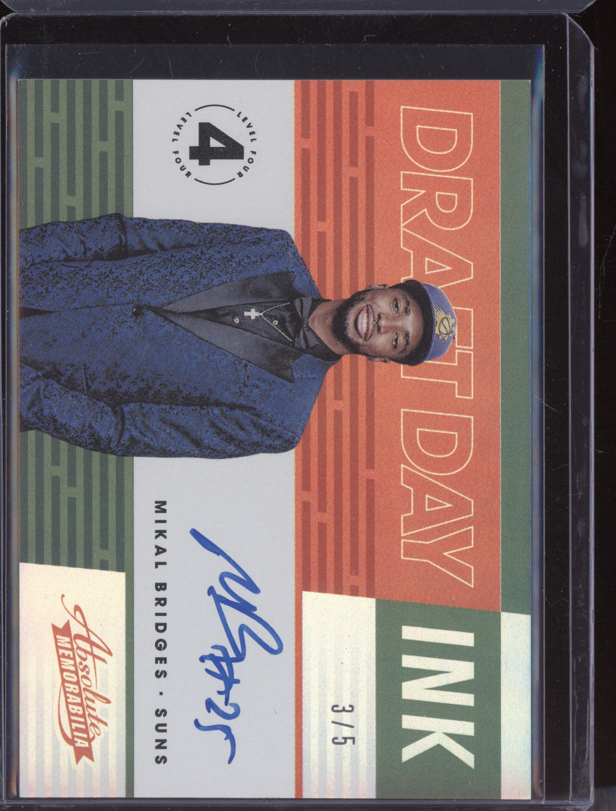 Mikal Bridges 2018 Panini Absolute Draft Day Ink Green RC 3/5