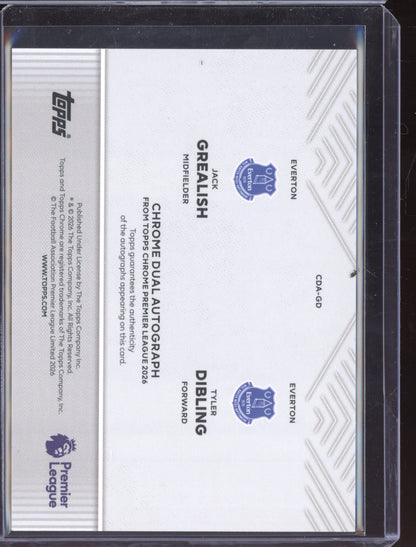 Grealish Dibling 2025-26 Topps Chrome Premier League Chrome Dual Autograph