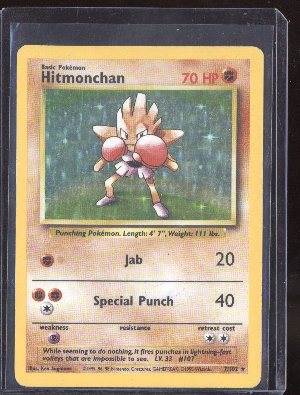 Hitmonchan 1999 Pokemon Base Set Rare Holo 007/102