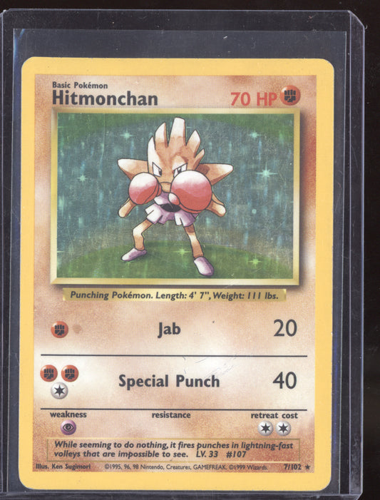 Hitmonchan 1999 Pokemon Base Set Rare Holo 007/102