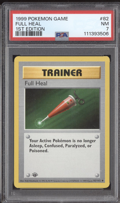 Full Heal 1999 Pokemon Base Set 1st Edition 82/102 PSA 7