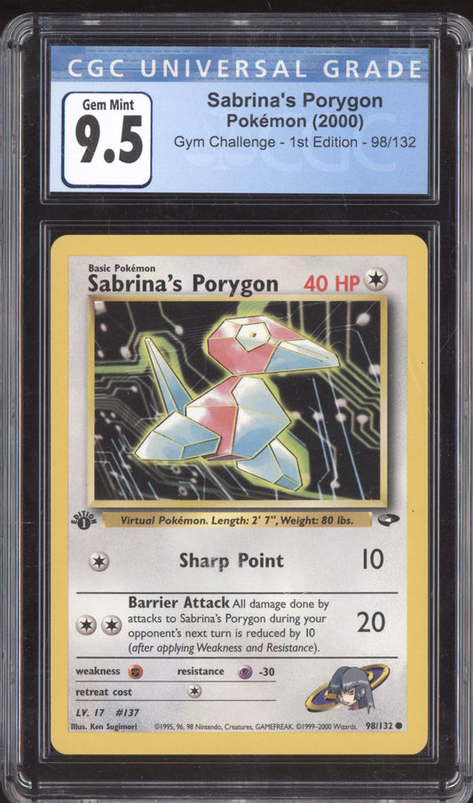 Sabrina's Porygon 2000 Pokemon Gym Challenge 1st Edition 98/132 CGC 9.5