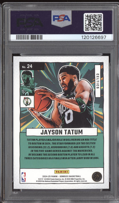 Jayson Tatum 2024-25 Panini Donruss Net Marvels International Green 5/5 PSA 10