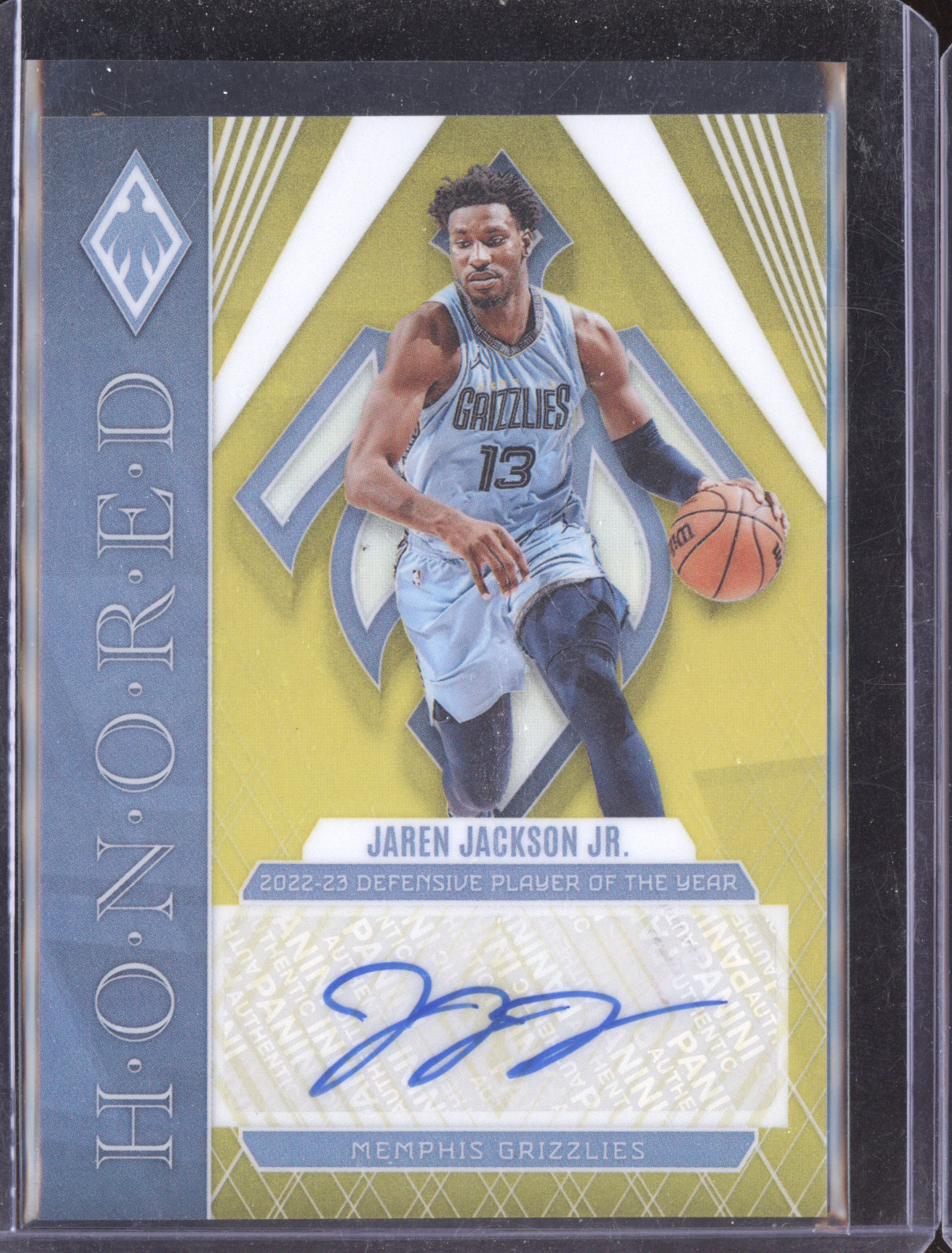Jaren Jackson Jr 2023-24 Panini Phoenix Honored Auto Yellow Jersey Number 13/35
