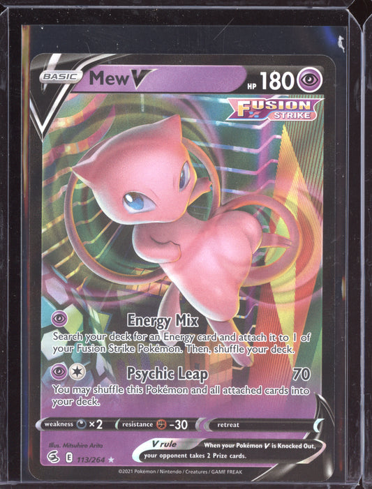 Mew V 2021 Pokemon Fusion Strike Holo Rare V 113/264