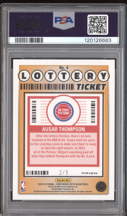Ausar Thompson 2023 Panini Contenders Optic Lottery Ticket Jade Ice RC /5 PSA 10