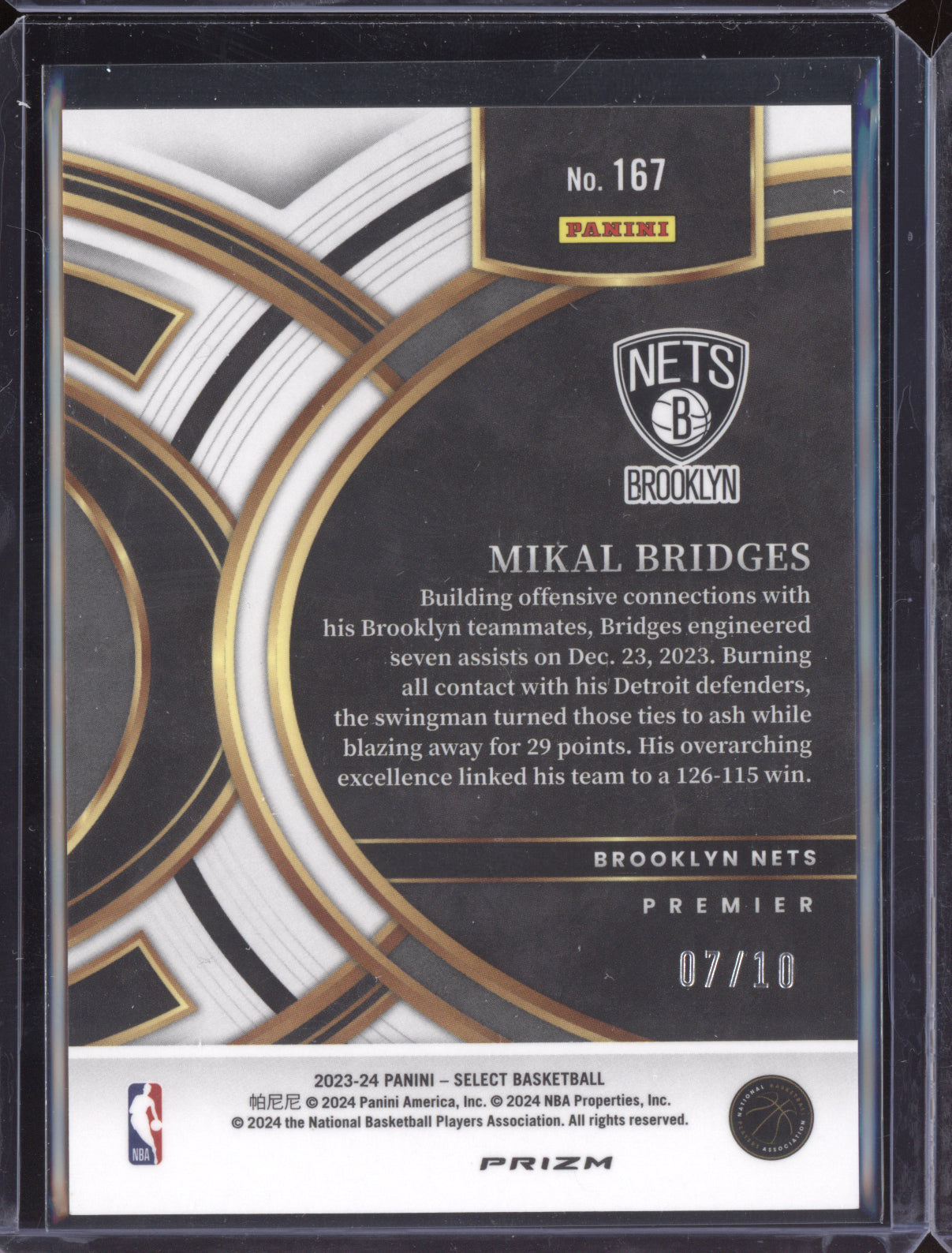 Mikal Bridges 2023-24 Panini Select Gold Fast Break 7/10