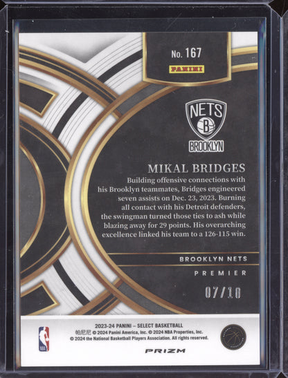 Mikal Bridges 2023-24 Panini Select Gold Fast Break 7/10