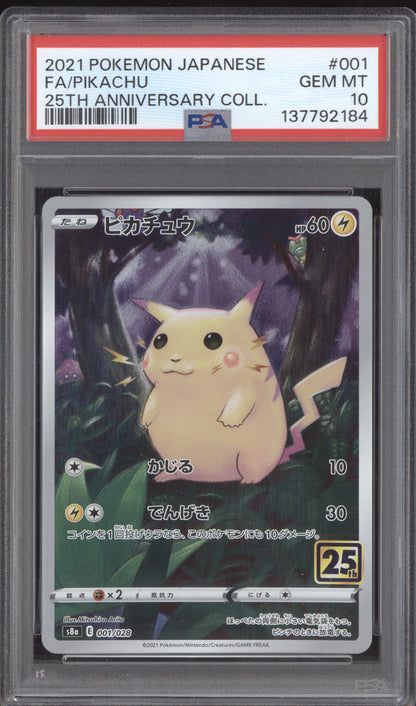 Pikachu 2021 Pokemon 25th Anniversary Collection Japanese 001/028 PSA 10