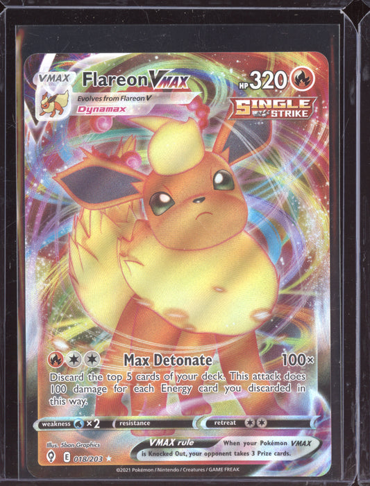Flareon VMAX 2021 Pokemon Evolving Skies Holo Rare VMAX 018/203