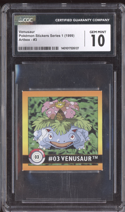 Venusaur 1999 Pokemon Sticker Series 1 Artbox 3 CGC 10