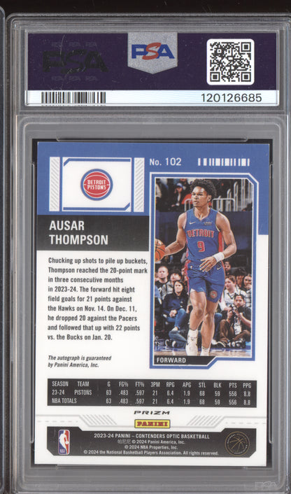Ausar Thompson 2023 Panini Contenders Optic Autograph International Red RC PSA 8