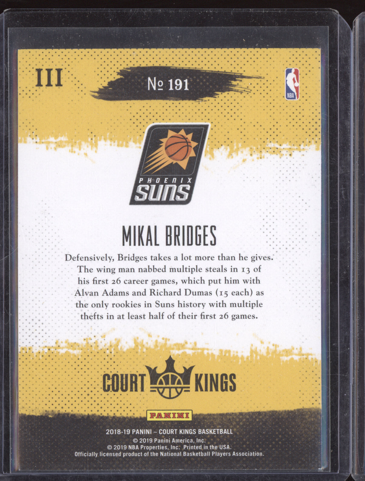 Mikal Bridges 2018 Panini Court Kings Lvl 3 RC