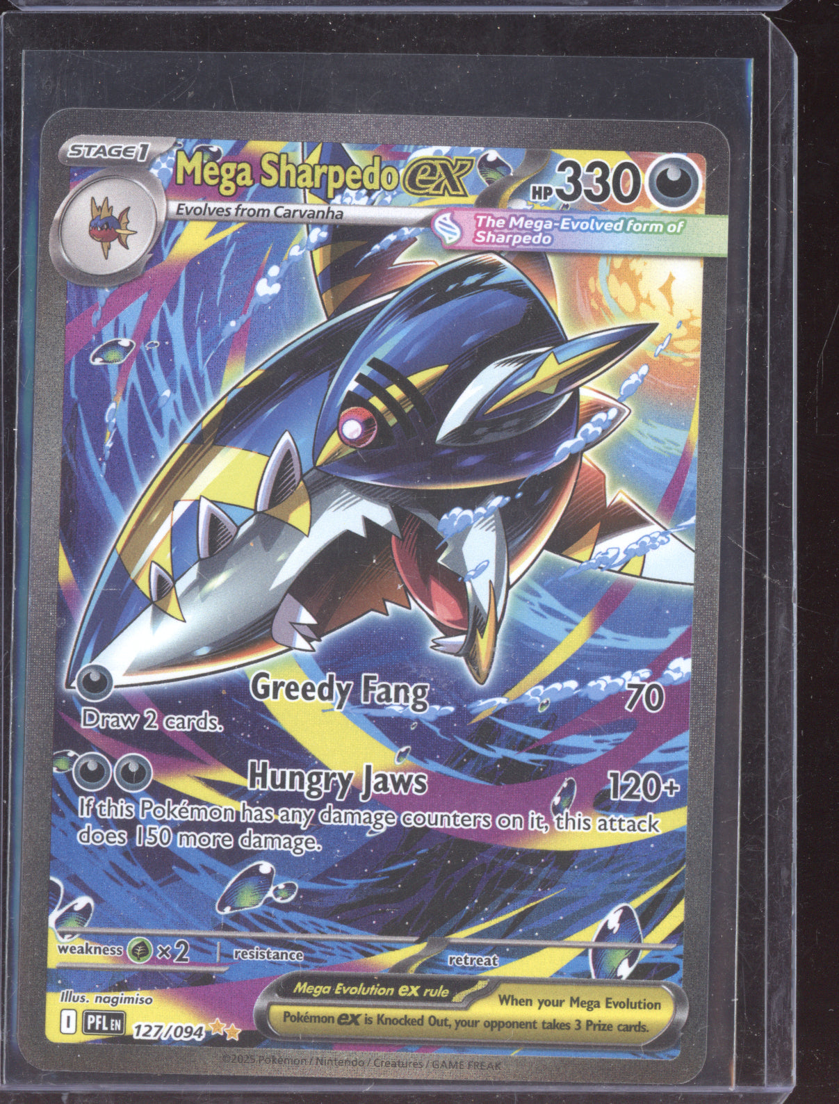 Mega Sharpedo ex Pokemon Phantasmal Flames   Special Illustration Rare 127/094