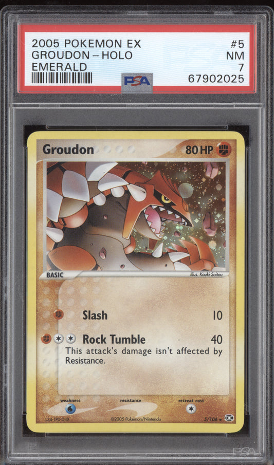 Groudon 2005 Pokemon EX Emerald Holo 5/106 PSA 7