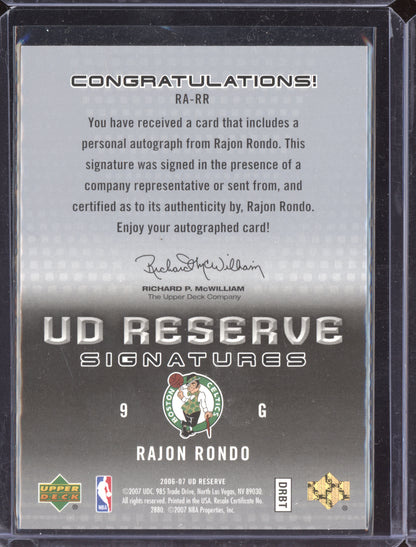 Rajon Rondo 2006-07 Upper Deck Reserve Signatures Auto RC