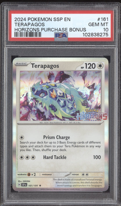 Terapagos 2024 Pokemon Surging Sparks Horizons Purchase Bonus Stamped 161 PSA 10