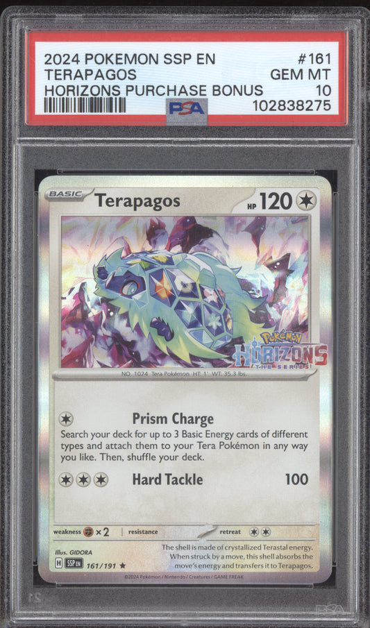 Terapagos 2024 Pokemon Surging Sparks Horizons Purchase Bonus Stamped 161 PSA 10