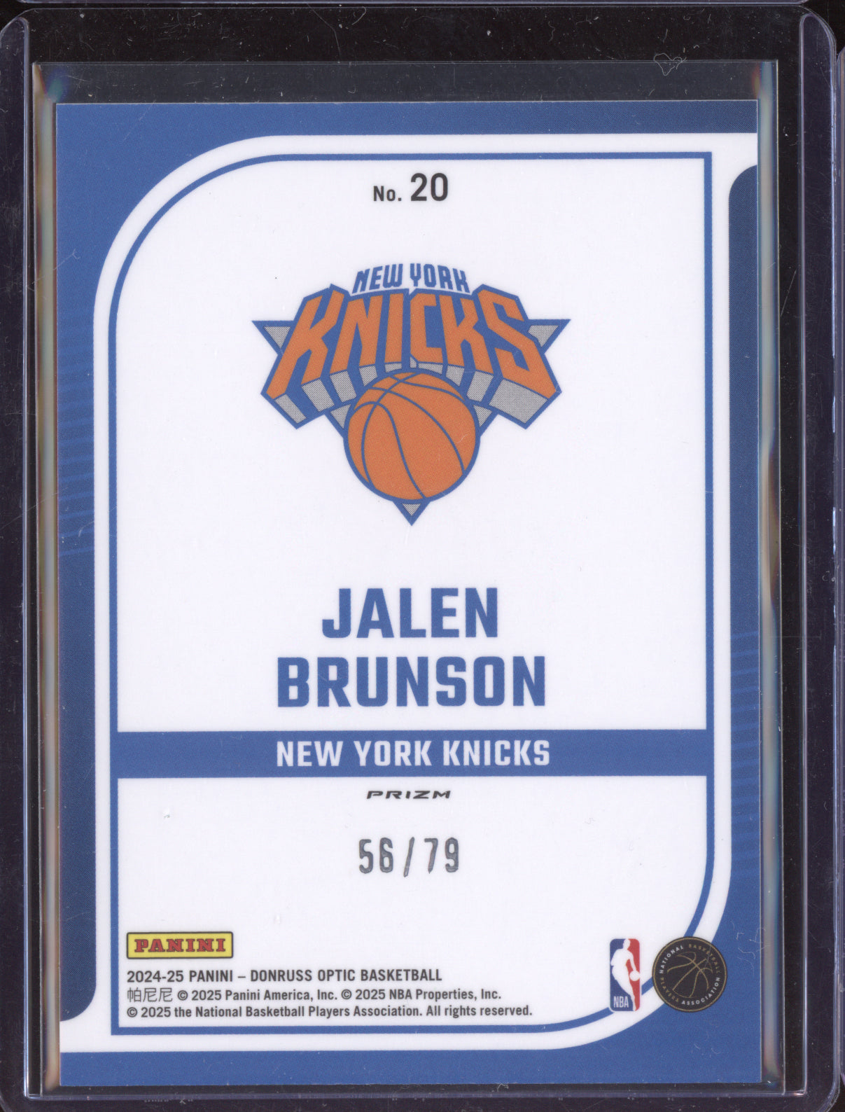 Jalen Brunson 2024 Panini Optic Elite Dominators Pink Velocity 56/79
