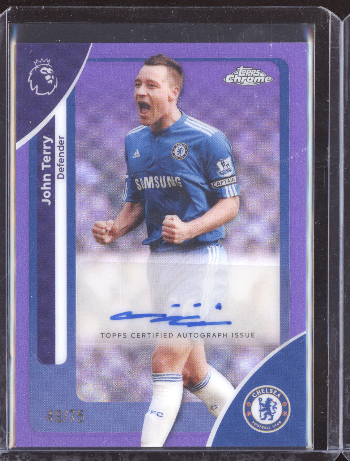 John Terry 2025-26 Topps Chrome Premier League Chrome Auto Purple 49/75
