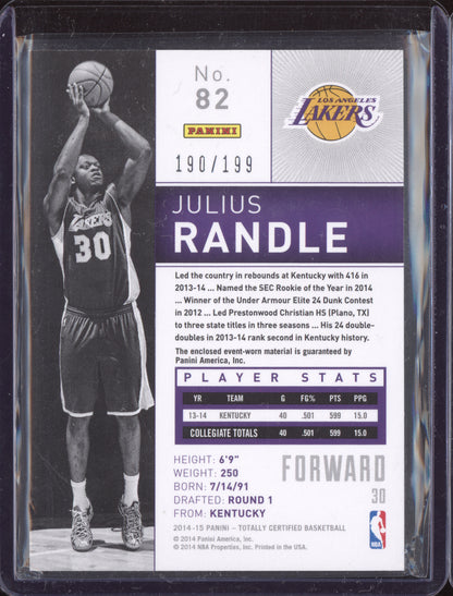 Julius Randle 2014 Panini Totally Certified Purple Rookie Jersey RC 190/199