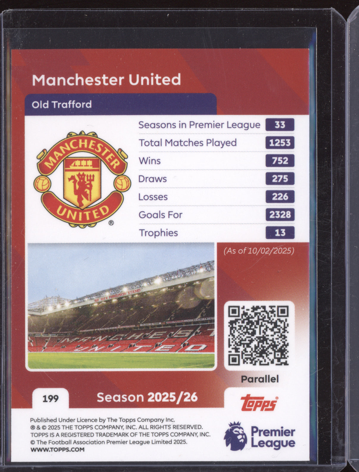 Manchester United 2025-26 Topps Premier League Team Badges Orange 5/25