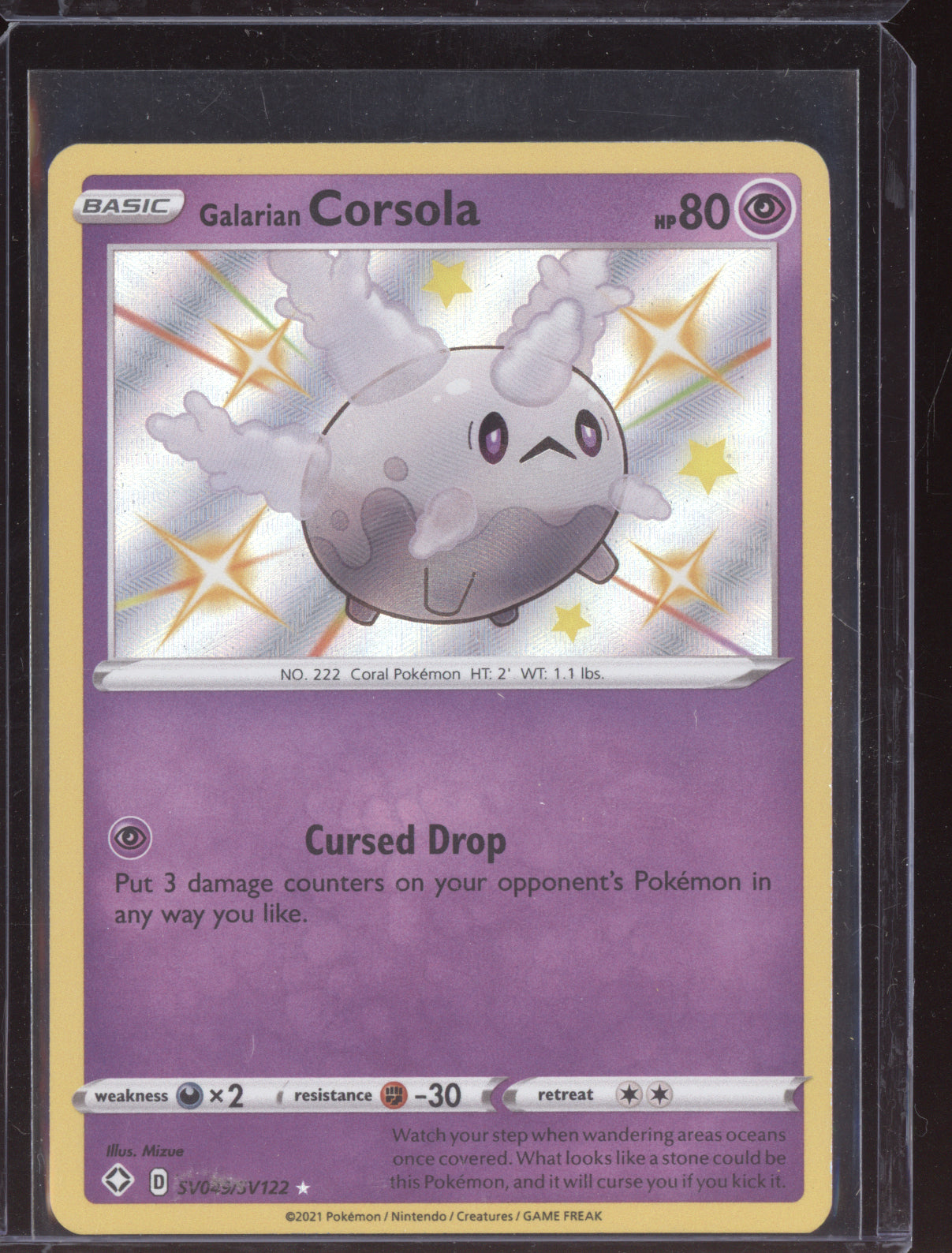 Galarian Corsola 2021 Pokemon Shining Fates Shiny Rare SV049/SV122