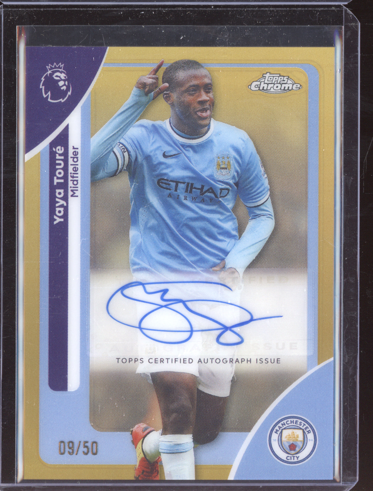 Yaya Toure 2025-26 Topps Chrome Premier League Chrome Auto Gold Refractor 9/50