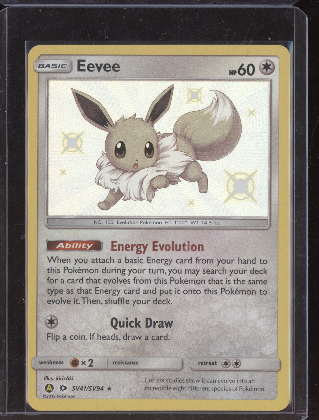 Eevee Pokemon Hidden Fates HIF 2019 Shiny Rare SV41/SV94
