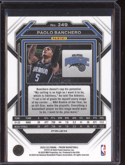 Paolo Banchero 2022-23 Panini Prizm Silver RC