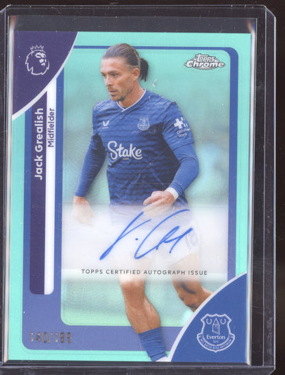 Jack Grealish 2025-26 Topps Chrome Premier League Chrome Auto Aqua 140/199